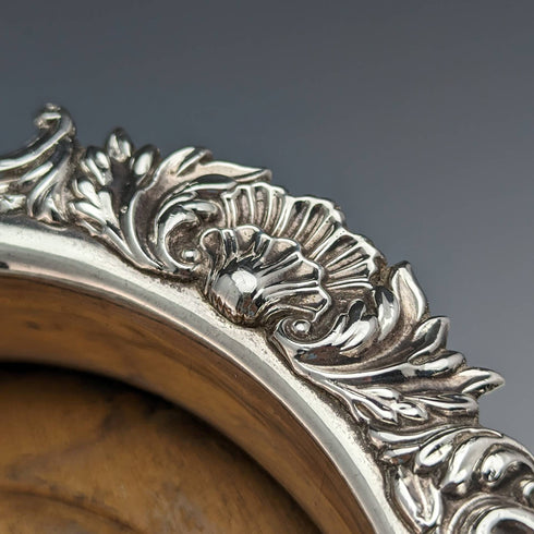 British antique silver plate bottle coaster